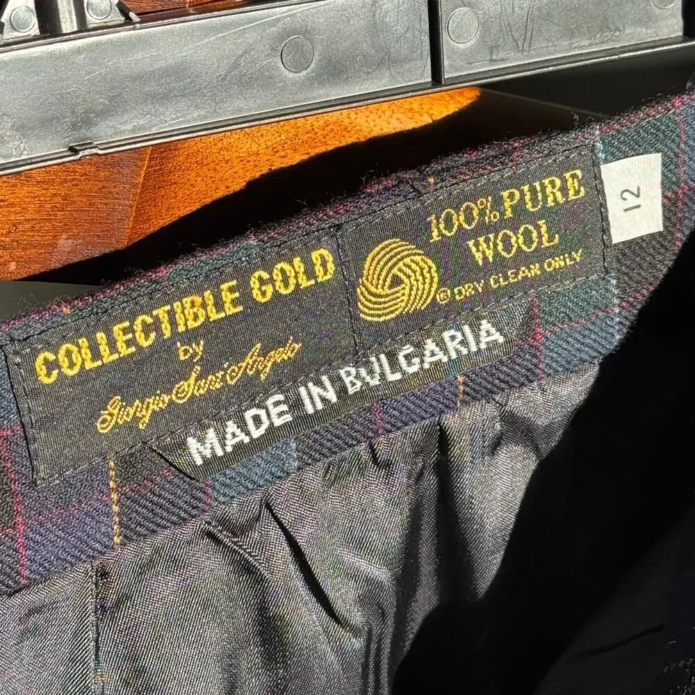 Vintage Collectible Gold 100% Pure Wool Plaid Bermuda Academia Shorts Size 12